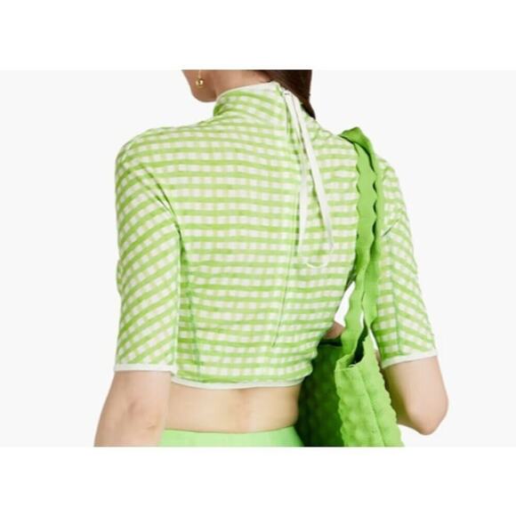 Jacquemus Tuba cropped gingham jersey turtleneck top - Picture 3 of 9